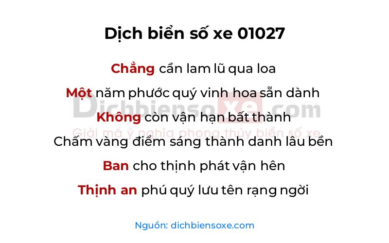 Dịch thơ biển số 01027