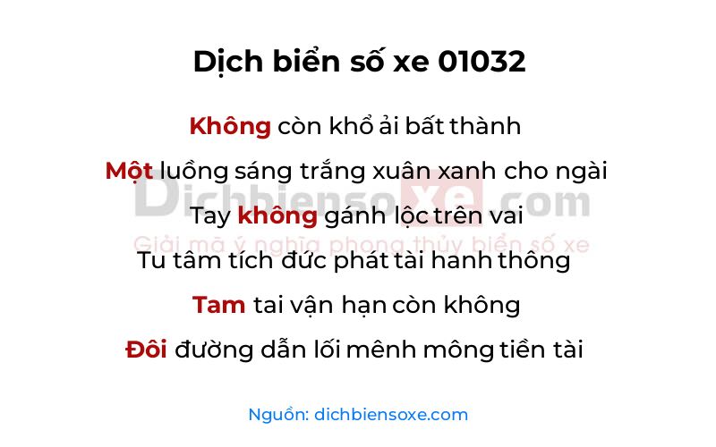 Dịch thơ biển số 01032