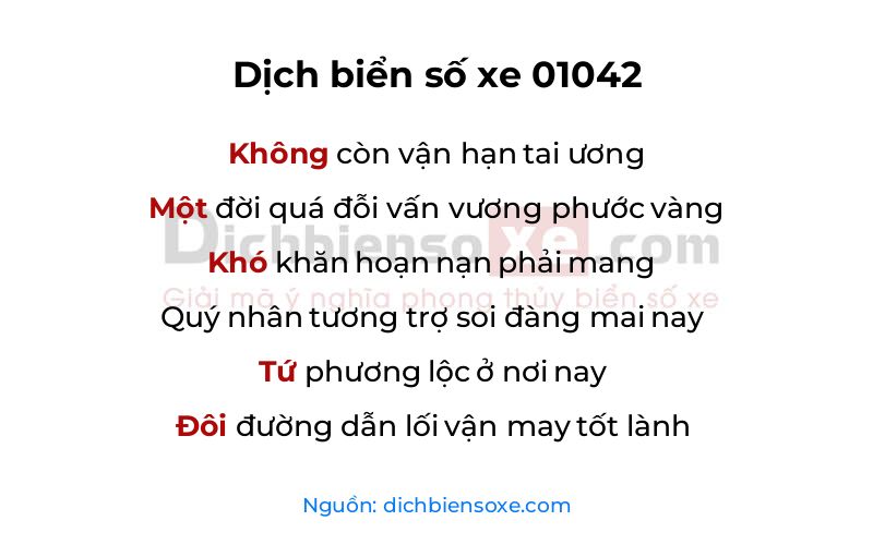 Dịch thơ biển số 01042