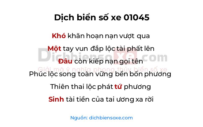 Dịch thơ biển số 01045