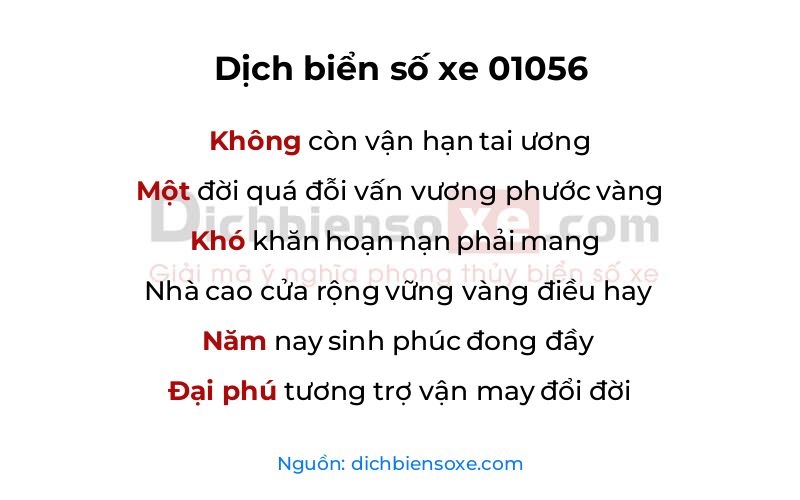 Dịch thơ biển số 01056