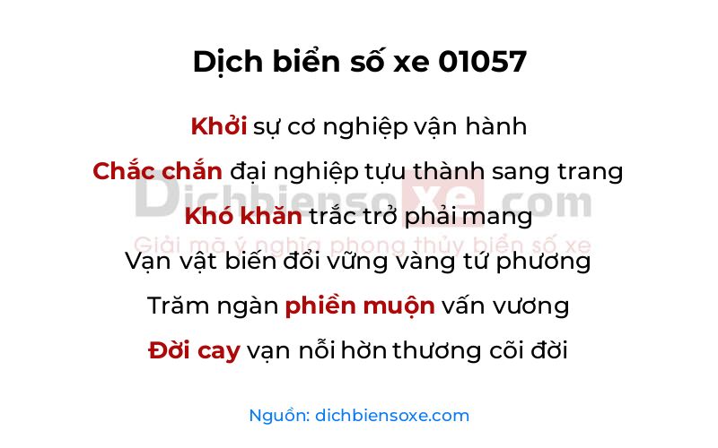 Dịch thơ biển số 01057