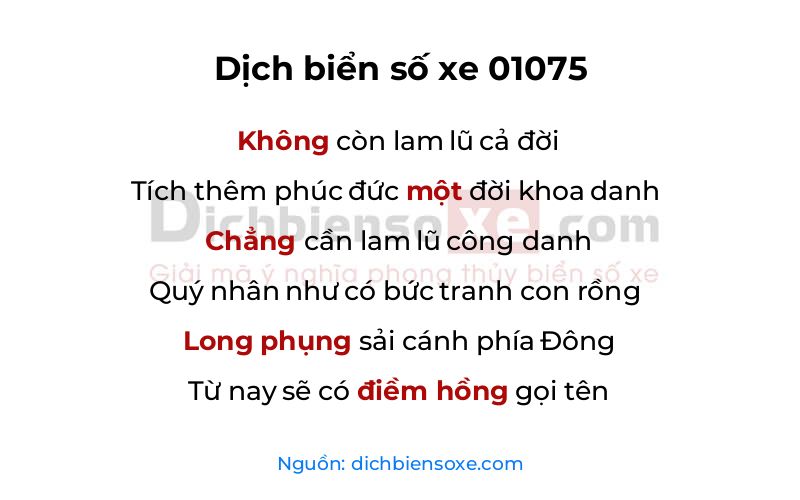 Dịch thơ biển số 01075