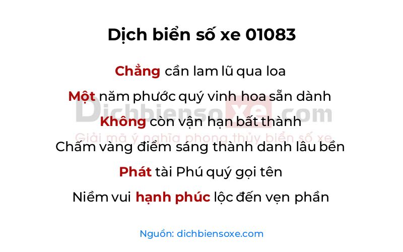 Dịch thơ biển số 01083