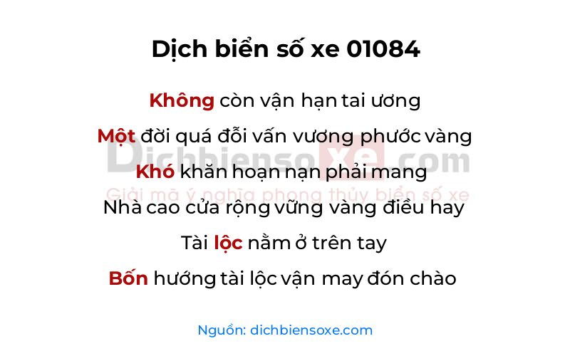 Dịch thơ biển số 01084