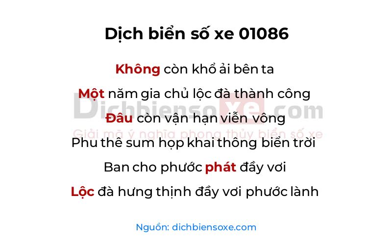 Dịch thơ biển số 01086