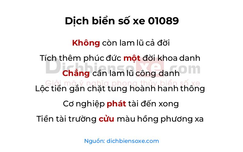 Dịch thơ biển số 01089