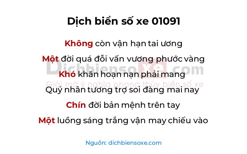 Dịch thơ biển số 01091
