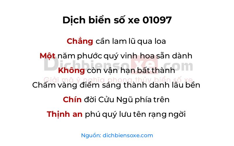 Dịch thơ biển số 01097