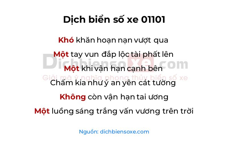 Dịch thơ biển số 01101