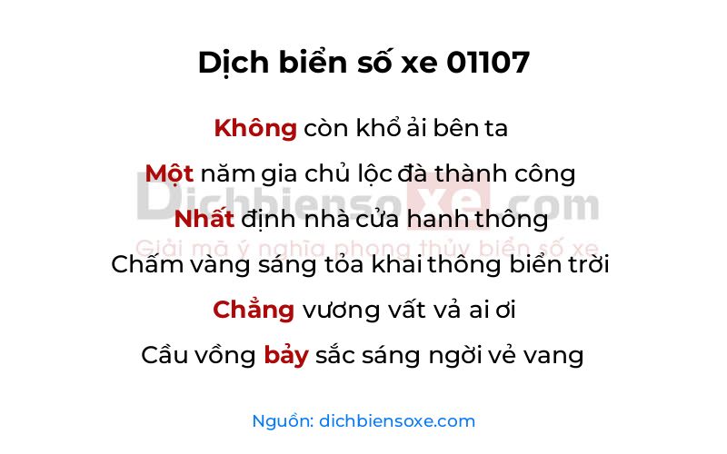 Dịch thơ biển số 01107
