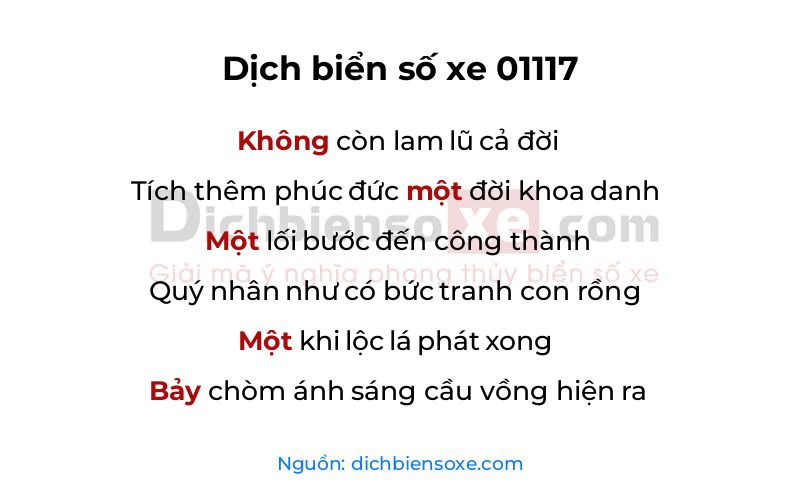 Dịch thơ biển số 01117