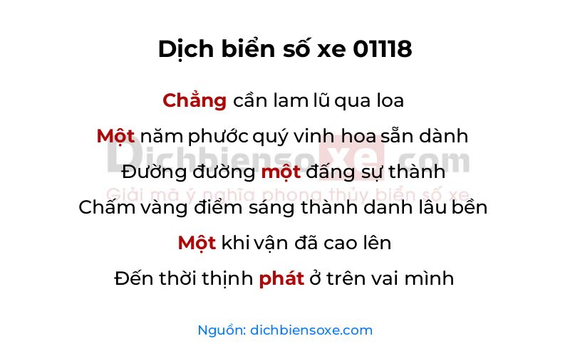 Dịch thơ biển số 01118