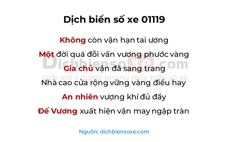 Dịch thơ biển số 01119