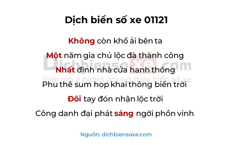Dịch thơ biển số 01121