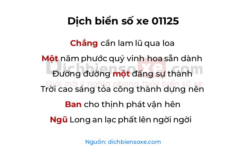 Dịch thơ biển số 01125