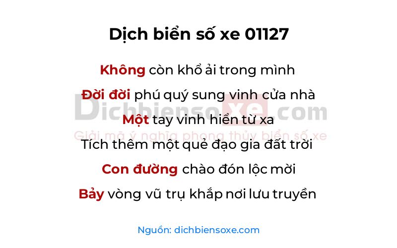 Dịch thơ biển số 01127