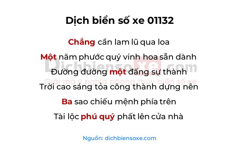 Dịch thơ biển số 01132