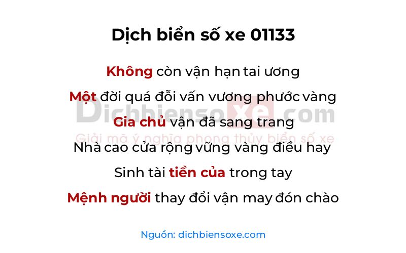 Dịch thơ biển số 01133