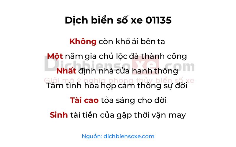 Dịch thơ biển số 01135