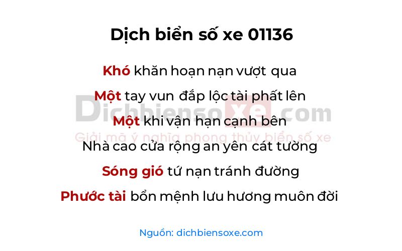 Dịch thơ biển số 01136