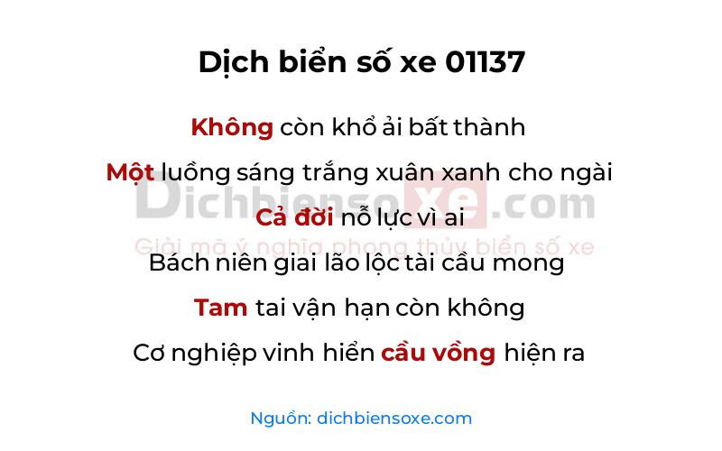 Dịch thơ biển số 01137