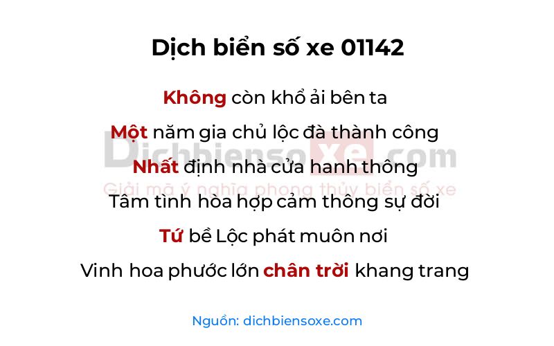 Dịch thơ biển số 01142