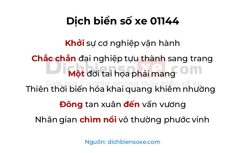 Dịch thơ biển số 01144