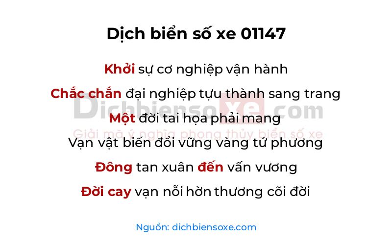 Dịch thơ biển số 01147