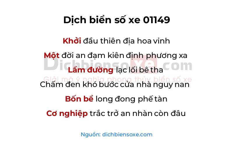 Dịch thơ biển số 01149