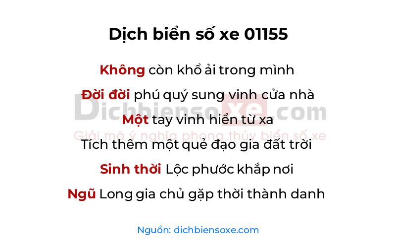 Dịch thơ biển số 01155