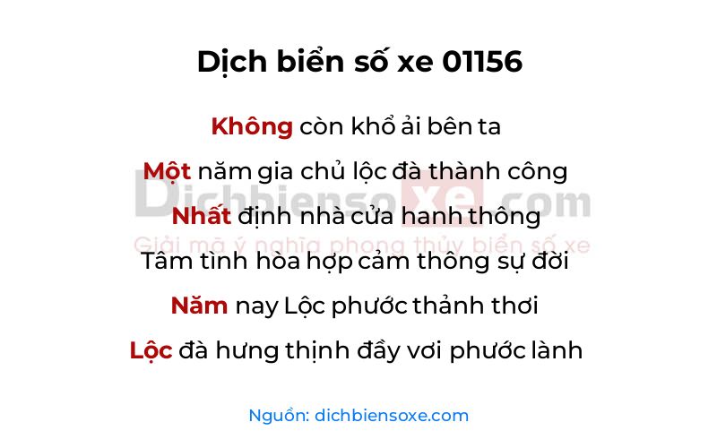 Dịch thơ biển số 01156