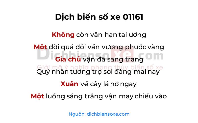 Dịch thơ biển số 01161