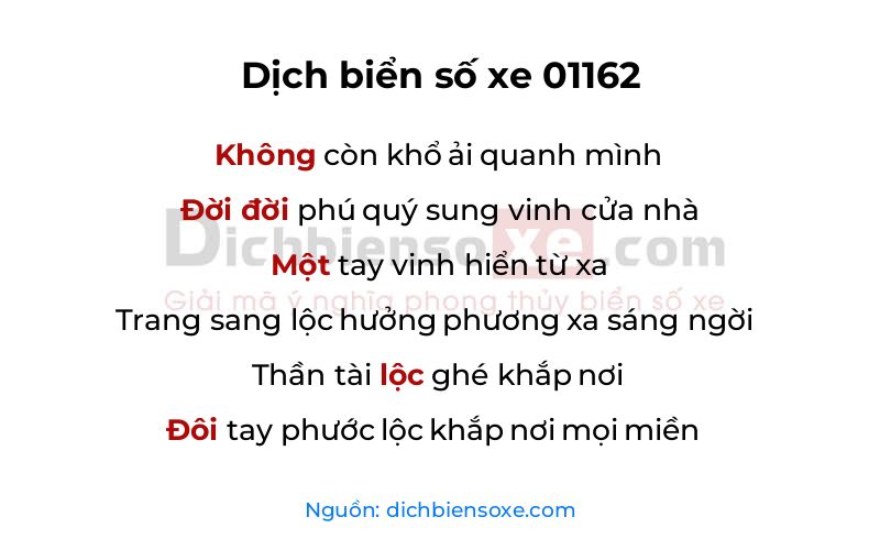 Dịch thơ biển số 01162