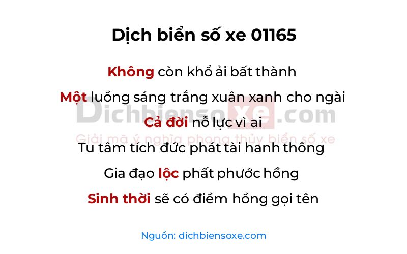 Dịch thơ biển số 01165