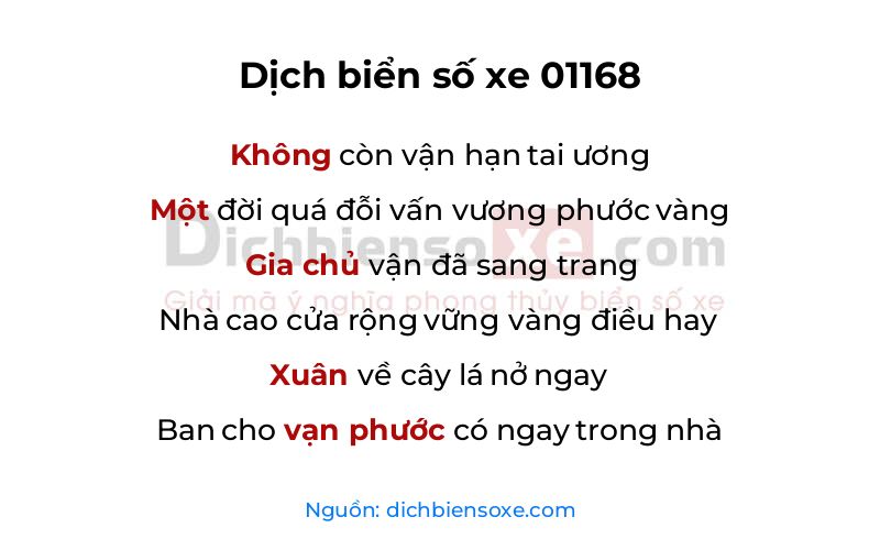 Dịch thơ biển số 01168