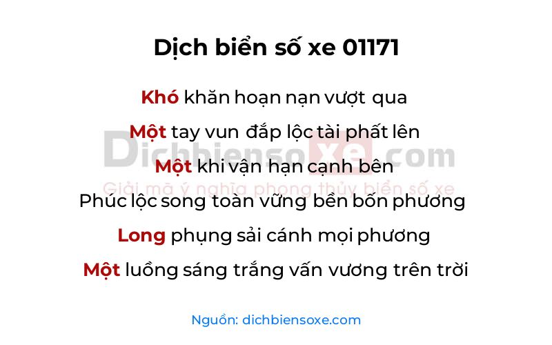 Dịch thơ biển số 01171