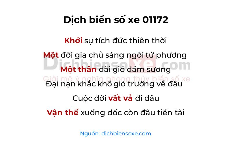 Dịch thơ biển số 01172