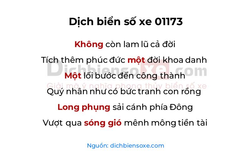 Dịch thơ biển số 01173