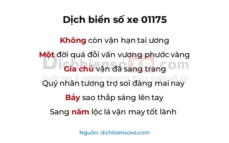 Dịch thơ biển số 01175