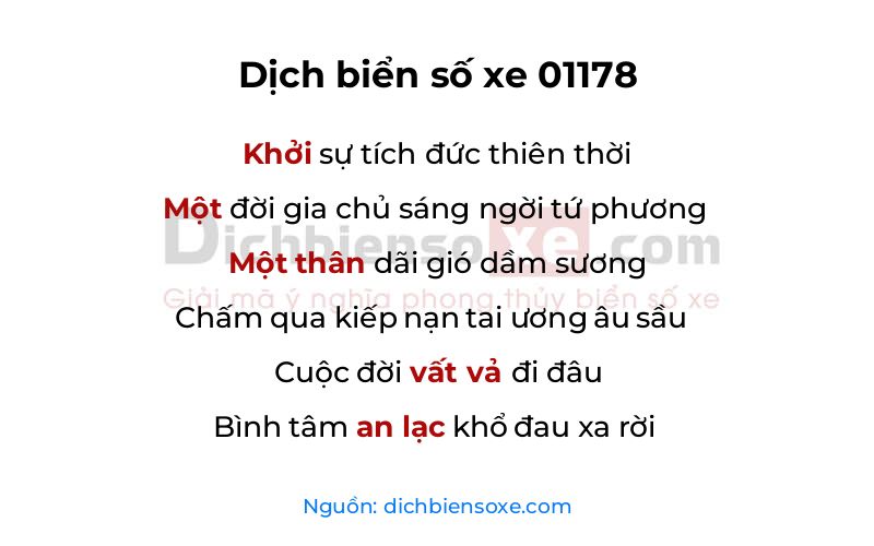 Dịch thơ biển số 01178