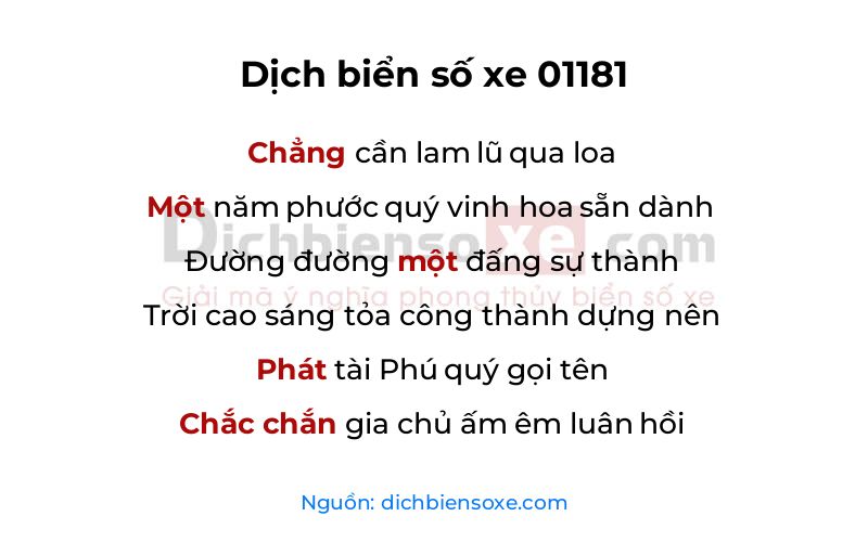 Dịch thơ biển số 01181