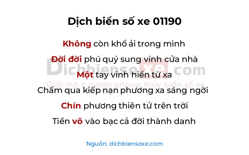 Dịch thơ biển số 01190