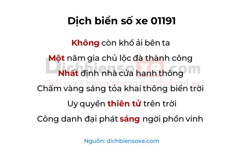 Dịch thơ biển số 01191