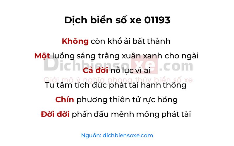 Dịch thơ biển số 01193