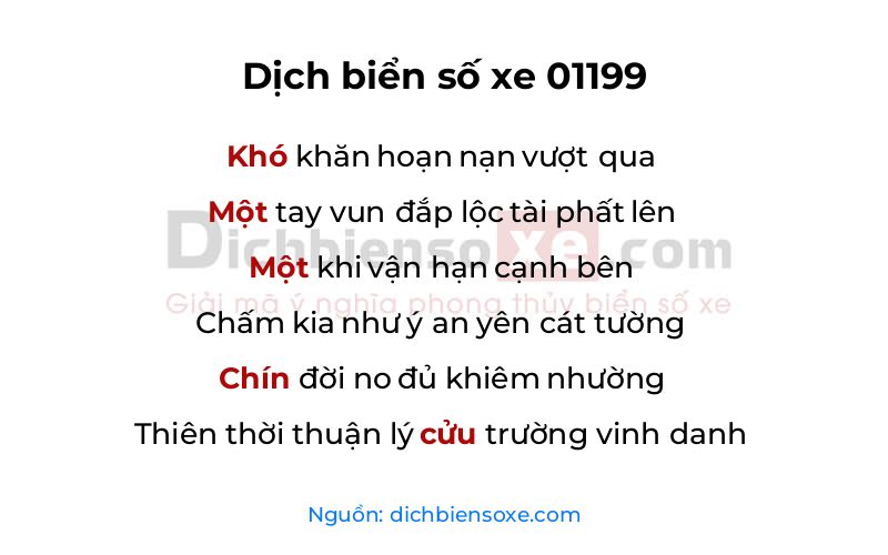 Dịch thơ biển số 01199