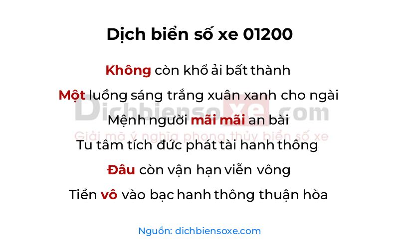 Dịch thơ biển số 01200