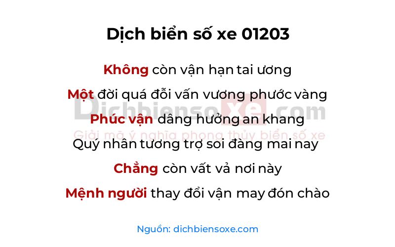 Dịch thơ biển số 01203