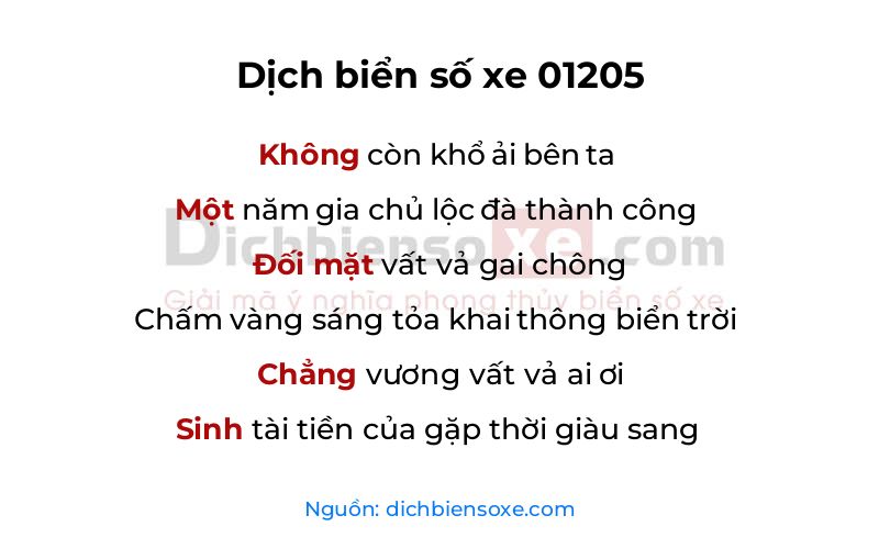 Dịch thơ biển số 01205