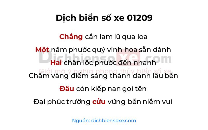 Dịch thơ biển số 01209